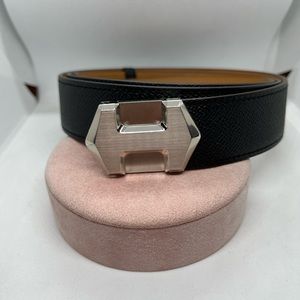 HERMES men belt black outside size M - 32 mm H